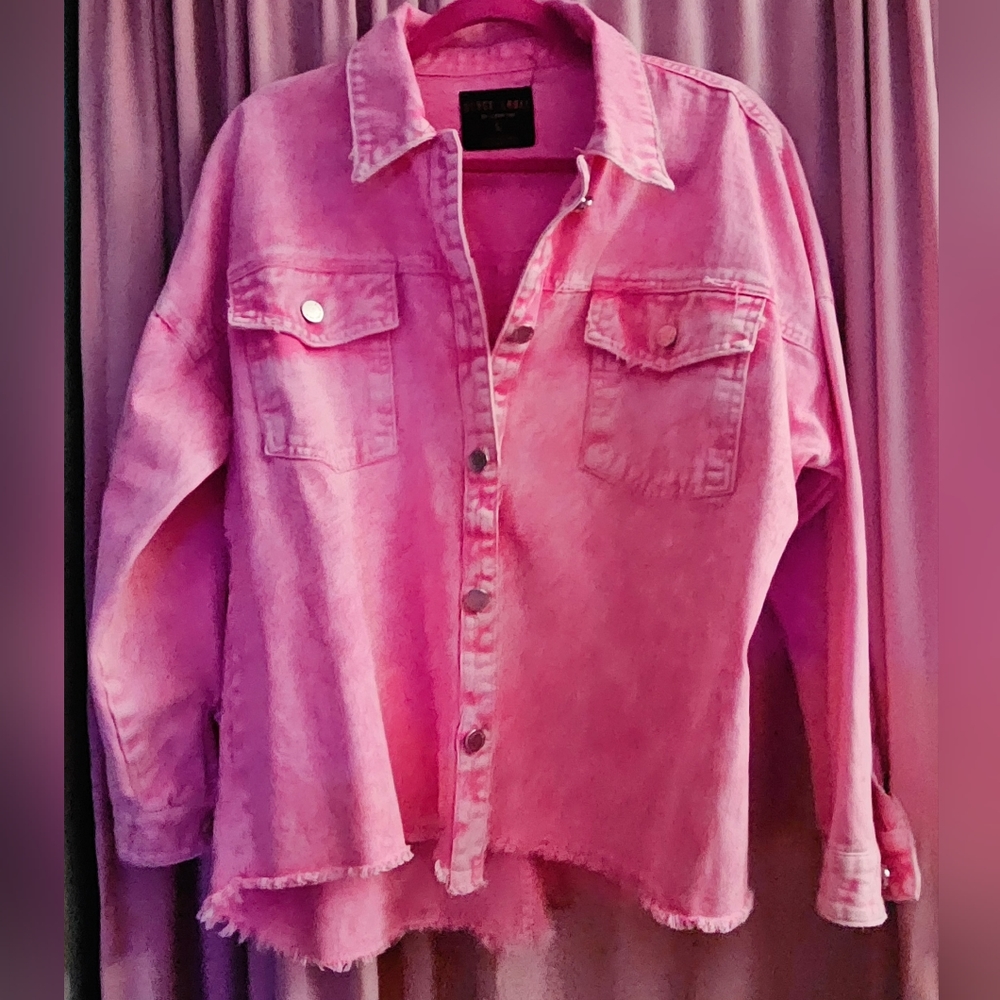 Button Down Shacket Pretty In Pink - image 1